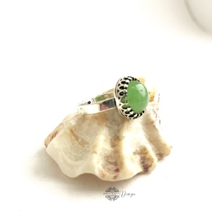 Ezüst gyűrű krizoprázzal 55-ös méret   - ékszer - gyűrű - statement gyűrű - Meska.hu
