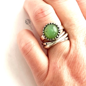 Ezüst gyűrű krizoprázzal 55-ös méret   - ékszer - gyűrű - statement gyűrű - Meska.hu