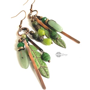 Tribal - Tollas tűzzománc fülbevaló - ékszer - fülbevaló - csillár fülbevaló - Meska.hu