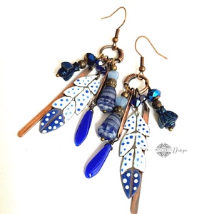 Tribal - Tollas tűzzománc fülbevaló - ékszer - fülbevaló - csillár fülbevaló - Meska.hu