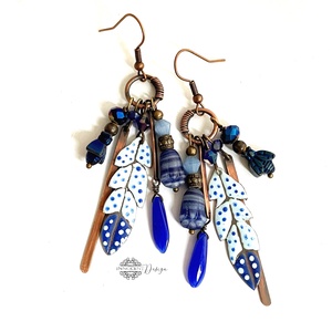 Tribal - Tollas tűzzománc fülbevaló - Meska.hu