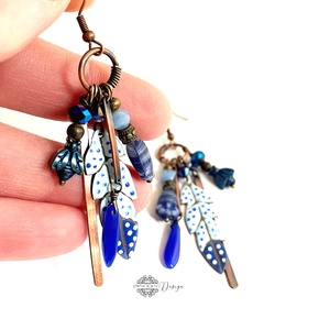 Tribal - Tollas tűzzománc fülbevaló - ékszer - fülbevaló - csillár fülbevaló - Meska.hu