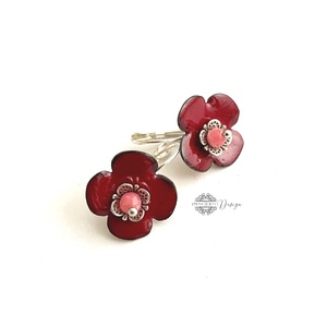 Dália - tűzzománc fülbevaló - ékszer - fülbevaló - klipsz - Meska.hu
