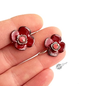 Dália - tűzzománc fülbevaló - Meska.hu