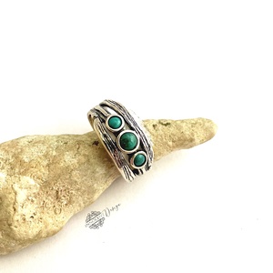 Ezüst gyűrű türkizzel � 57-es méret - ékszer - gyűrű - többköves gyűrű - Meska.hu