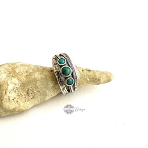 Ezüst gyűrű türkizzel � 57-es méret - ékszer - gyűrű - többköves gyűrű - Meska.hu
