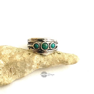 Ezüst gyűrű türkizzel � 57-es méret, Ékszer, Gyűrű, Többköves gyűrű, Ötvös, MESKA