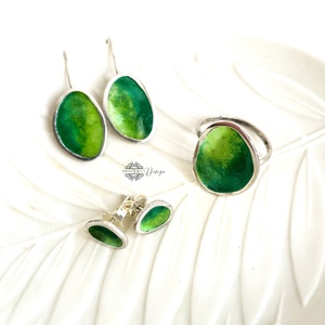 Grado - Bedugós ezüst fülbevaló tűzzománccal - ékszer - fülbevaló - pötty fülbevaló - Meska.hu