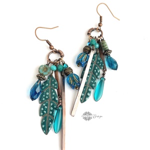 Tribal - Tollas tűzzománc fülbevaló - ékszer - fülbevaló - csillár fülbevaló - Meska.hu