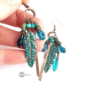 Tribal - Tollas tűzzománc fülbevaló - ékszer - fülbevaló - csillár fülbevaló - Meska.hu