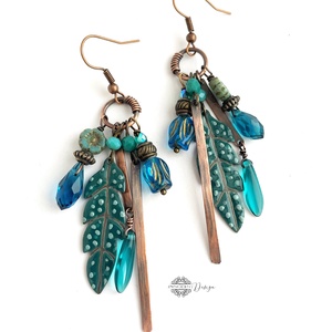 Tribal - Tollas tűzzománc fülbevaló - ékszer - fülbevaló - csillár fülbevaló - Meska.hu