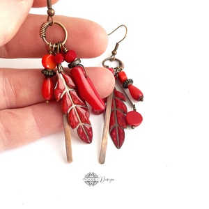 Tribal - Tollas tűzzománc fülbevaló - ékszer - fülbevaló - csillár fülbevaló - Meska.hu