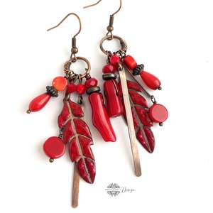 Tribal - Tollas tűzzománc fülbevaló, Ékszer, Fülbevaló, Csillár fülbevaló, Tűzzománc, Ötvös, MESKA