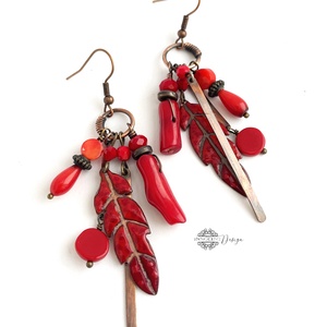 Tribal - Tollas tűzzománc fülbevaló - ékszer - fülbevaló - csillár fülbevaló - Meska.hu