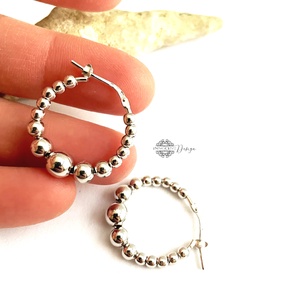  Bogyós ezüst fülbevaló - minimalista - természetes , Ékszer, Fülbevaló, Karika fülbevaló, Ötvös, MESKA