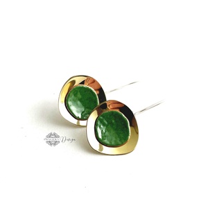 Kalimutu - tűzzománc fülbevaló (mohazöld), Ékszer, Fülbevaló, Lógós kerek fülbevaló, Tűzzománc, Ötvös, MESKA