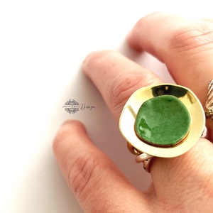 Kalimutu - tűzzománc gyűrű - mohazöld - Meska.hu