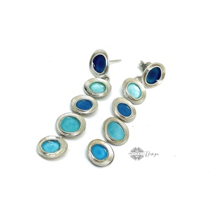 Gaudi - ezüst fülbevaló tűzzománccal - türkizkék - ékszer - fülbevaló - lógó fülbevaló - Meska.hu