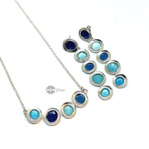 Gaudi - ezüst fülbevaló tűzzománccal - türkizkék - ékszer - fülbevaló - lógó fülbevaló - Meska.hu