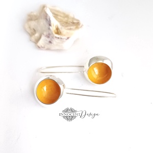 Csészegomba fülbevaló - napsárga - ezüstözött rézékszer - ékszer - fülbevaló - lógó fülbevaló - Meska.hu