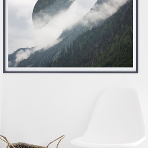 Minimalista Fenyőerdő Tájkép, Ködös Fenyőerdő Fénykép, Nyomtatható Skandináv Természetkép, Falikép, DIGITÁLIS VÁLTOZAT - művészet - fotográfia - természetfotó - Meska.hu