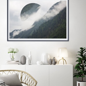 Minimalista Fenyőerdő Tájkép, Ködös Fenyőerdő Fénykép, Nyomtatható Skandináv Természetkép, Falikép, DIGITÁLIS VÁLTOZAT - Meska.hu