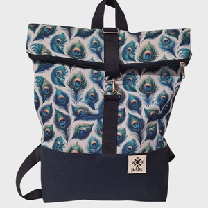 Páva, Táska & Tok, Hátizsák, Roll top hátizsák, Varrás, Újrahasznosított alapanyagból készült termékek, MESKA