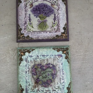 levendulás falikép szett, Otthon & Életmód, Dekoráció, Kép & Falikép, Fából készült kép, Decoupage, transzfer és szalvétatechnika, MESKA
