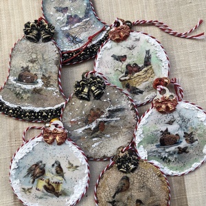 7db fa karácsonyfadísz, Karácsony, Karácsonyi lakásdekoráció, Karácsonyfadíszek, Decoupage, transzfer és szalvétatechnika, MESKA