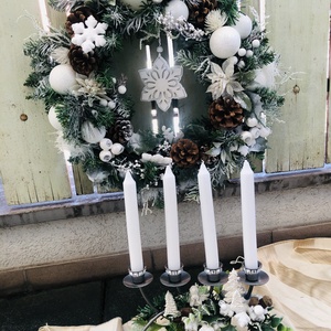 adventi asztaldísz gyertyákkal és koszorú ajtódísz - Meska.hu