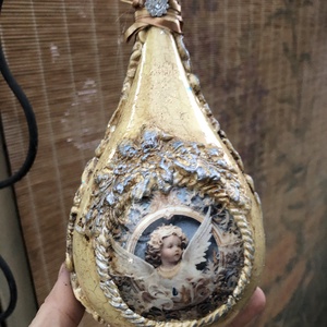 csepp forma karácsonyfadísz angyalkás, Karácsony, Karácsonyi lakásdekoráció, Karácsonyfadíszek, Decoupage, transzfer és szalvétatechnika, MESKA