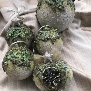 5db-os karácsonyfadísz , Karácsony, Karácsonyi lakásdekoráció, Karácsonyfadíszek, Decoupage, transzfer és szalvétatechnika, MESKA