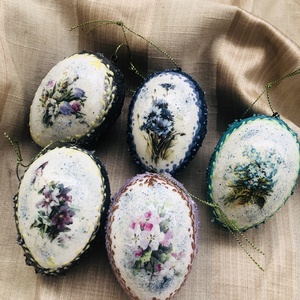 5 db-os húsvéti tojás szett, Ünnepi díszek, dekorációk, Húsvéti díszek és dekorációk, Húsvéti tojás, hímestojás, Decoupage, transzfer és szalvétatechnika, MESKA