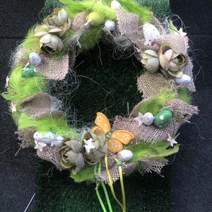 húsvéti ajtódísz tavaszi, Ünnepi díszek, dekorációk, Húsvéti díszek és dekorációk, Húsvéti ajtódísz, kopogtató, Virágkötés, MESKA