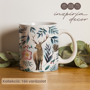 Téli varázslat - Szarvas 03 kerámia bögre, Otthon & Életmód, Konyhafelszerelés, tálalás, Tálalás, Bögre & Csésze, Fotó, grafika, rajz, illusztráció, Mindenmás, MESKA