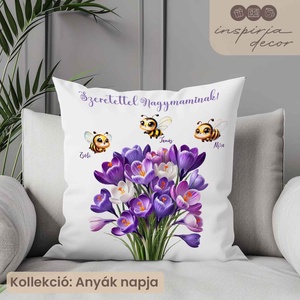 Anyák napja  KRÓKUSZ párnahuzat 40x40cm (változtatható grafika), Otthon & Életmód, Dekoráció, Dísztárgy, Fotó, grafika, rajz, illusztráció, Mindenmás, MESKA