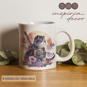 Egyedi szamuráj cicás kerámia bögre - Meska.hu