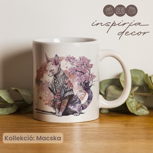 Egyedi szamuráj cicás kerámia bögre - otthon & életmód - konyhafelszerelés, tálalás - tálalás - bögre & csésze - Meska.hu