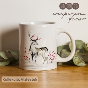 Egyedi kerámia bögre vízfesték stílusú karácsonyi mintával - Meska.hu