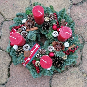 Adventi koszorú Nobilis rusztikus gyertyával - karácsony - adventi díszek - adventi koszorú - Meska.hu