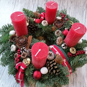 Adventi koszorú Nobilis rusztikus gyertyával, Karácsony, Adventi díszek, Adventi koszorú, Virágkötés, MESKA