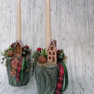 Karácsonyi asztaldísz kaspóban - karácsony - adventi díszek - adventi asztaldísz - Meska.hu