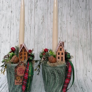 Karácsonyi asztaldísz kaspóban, Karácsony, Adventi díszek, Adventi asztaldísz, Virágkötés, MESKA