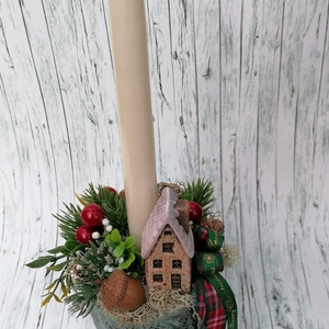 Karácsonyi asztaldísz kaspóban - karácsony - adventi díszek - adventi asztaldísz - Meska.hu