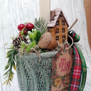 Karácsonyi asztaldísz kaspóban - karácsony - adventi díszek - adventi asztaldísz - Meska.hu