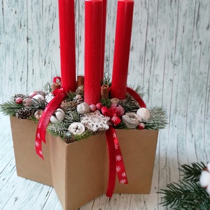 Adventi Asztaldísz csillag alakú dobozban - karácsony - adventi díszek - adventi asztaldísz - Meska.hu