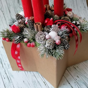 Adventi Asztaldísz csillag alakú dobozban - karácsony - adventi díszek - adventi asztaldísz - Meska.hu