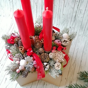 Adventi Asztaldísz csillag alakú dobozban - karácsony - adventi díszek - adventi asztaldísz - Meska.hu