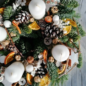 ADVENTI KOSZORÚ Nobilis Narancs  - karácsony - adventi díszek - adventi koszorú - Meska.hu