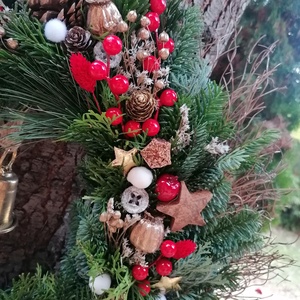 Karácsonyi nap koszorú, kopogtató haranggal - karácsony - adventi díszek - adventi gyertyadíszek és koszorúdíszek - Meska.hu